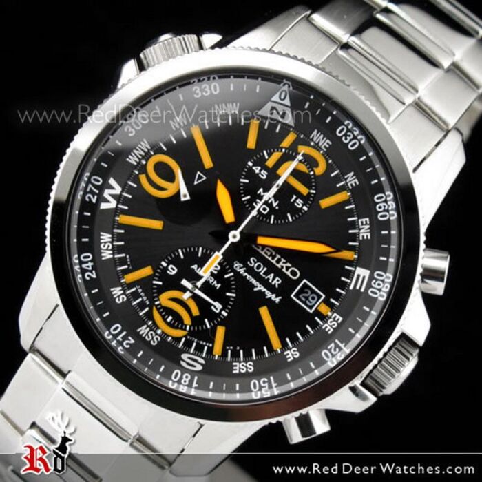 Seiko Solar Power Alarm Chronograph Mens Sport Watch SSC077P1 SSC077
