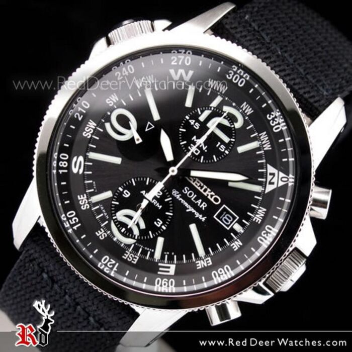 Seiko Solar Chronograph Nylon Strap Military Watch SSC135P1 SSC135
