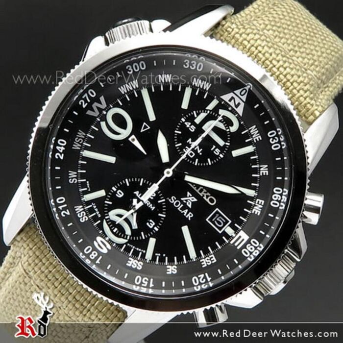 BUY Seiko Solar Chronograph Prospex Nylon Strap Military Watch SSC293P1, - Buy Watches Online | SEIKO Red Deer Watches