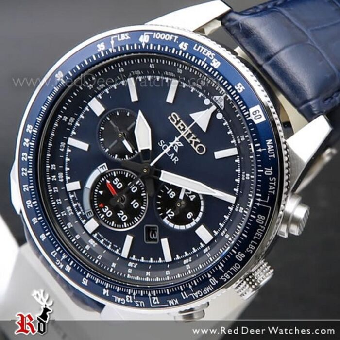 Seiko Prospex Solar Chronograph SSC609 Blue Leather Band Men s Watch