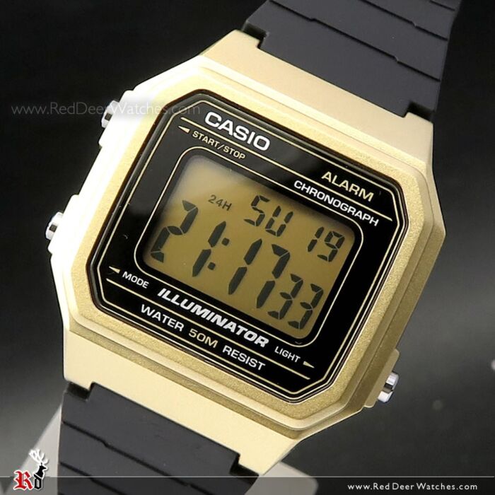 thumbnail image 2 of Casio W217HM-9AV Illuminator Digital Watch – Gold-Tone Case, Black Resin Band, Alarm & Chronograph 2 of 4