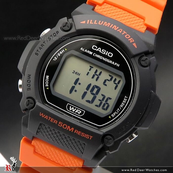 W219H-4AV, Black and Orange Digital Men's Watch