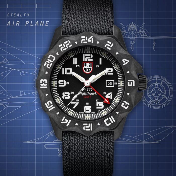 BUY Luminox F-117 Nighthawk GMT 44mm CARBONOX pilot's watch XA
