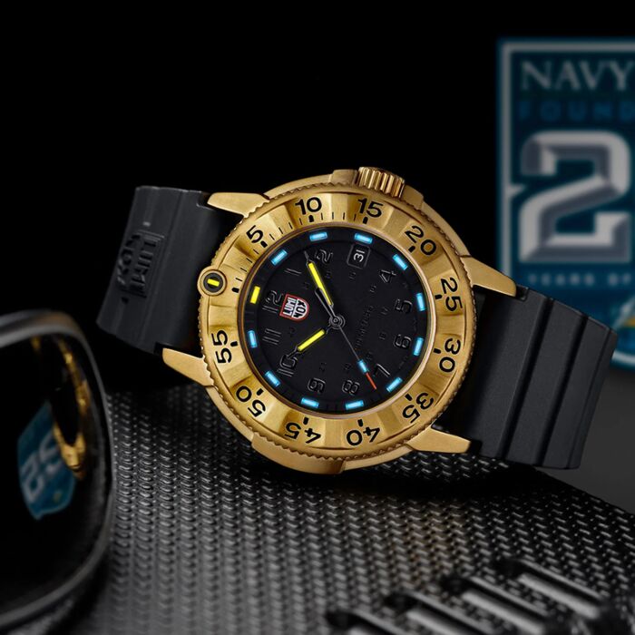 Luminox Navy Seal Foundation Black Gold 43mm Watch XS.3221.NSF